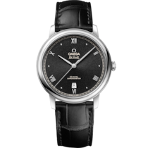 De Ville Prestige 39,5 mm, acier sur bracelet en cuir - 42413402001002