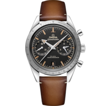 Speedmaster '57 40.5 mm, steel on leather strap - 33212415101001