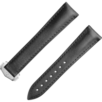 Two‑piece strap - Speedmaster Moonwatch black leather strap with foldover clasp - 032CUZ014116W